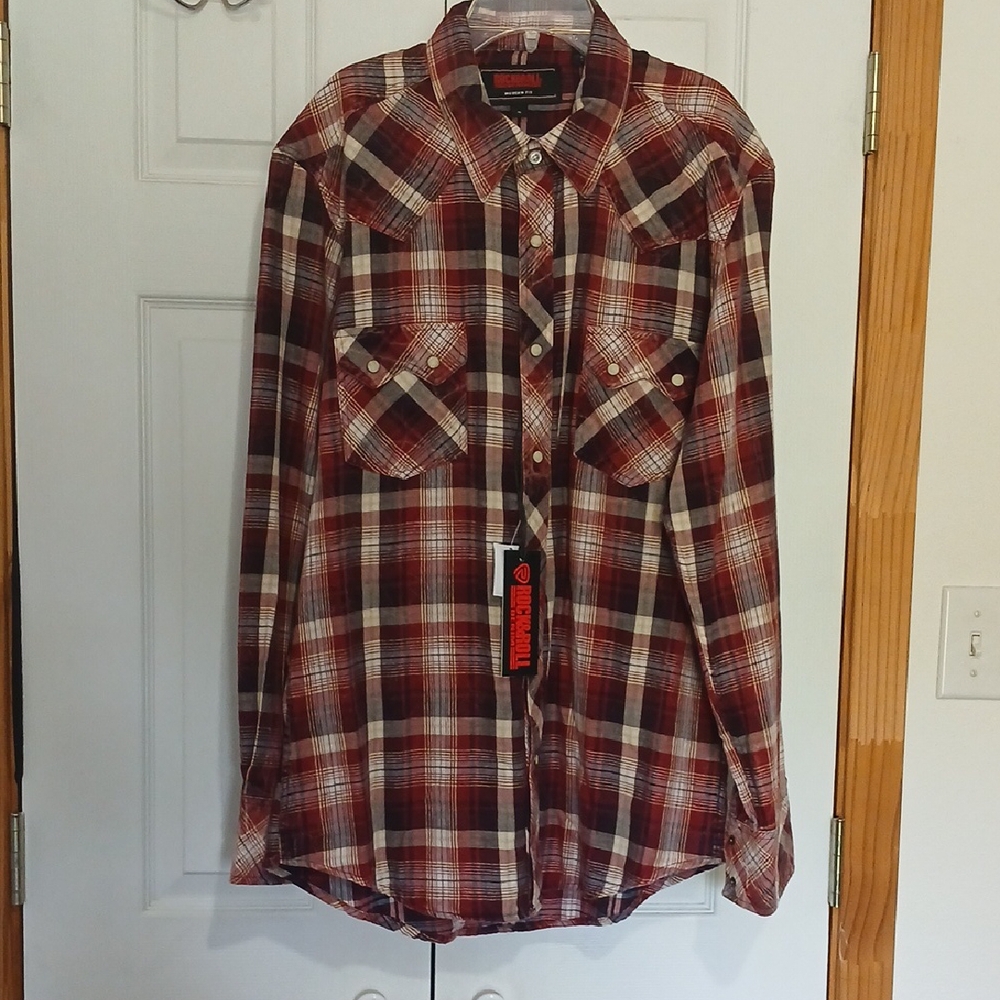 Rock & Roll Denim Men's Western Plaid Snap Front Shirt